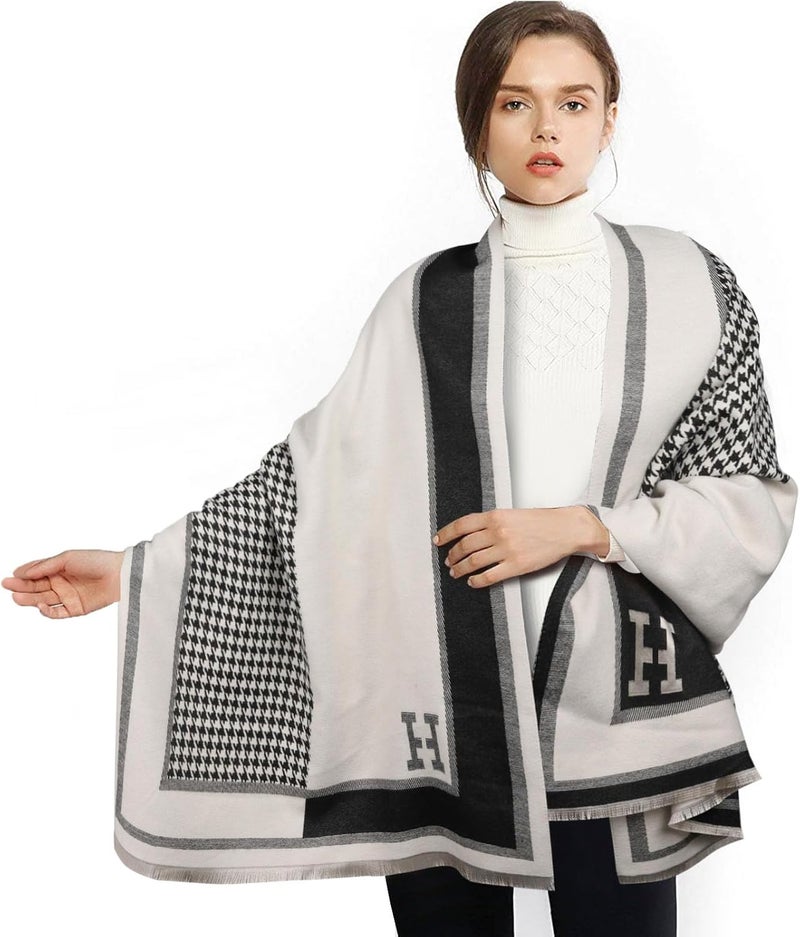 EXTREE Scarfs for Women Pashmina Silky Shawl Wrap for Evening Dressing Blanket Open Front Poncho Cape - Image 3